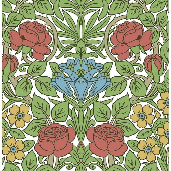 NextWall Pale Carmine & Blue Lake Vintage Rose Peel and Stick Wallpaper