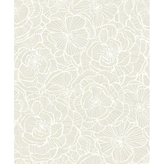 NextWall Pearl Camellia Floral Peel and Stick Wallpaper - 20.9 in. W x 18 ft. L Roll