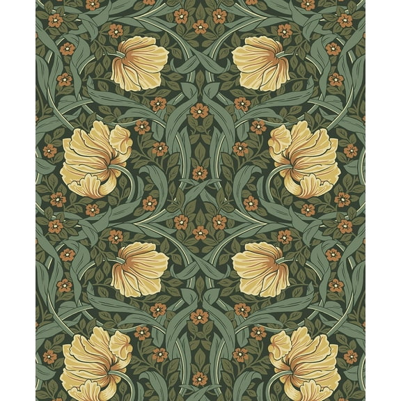 NextWall Pimpernel Garden Vintage Peel and Stick Wallpaper (Meadow Green & Amber)
