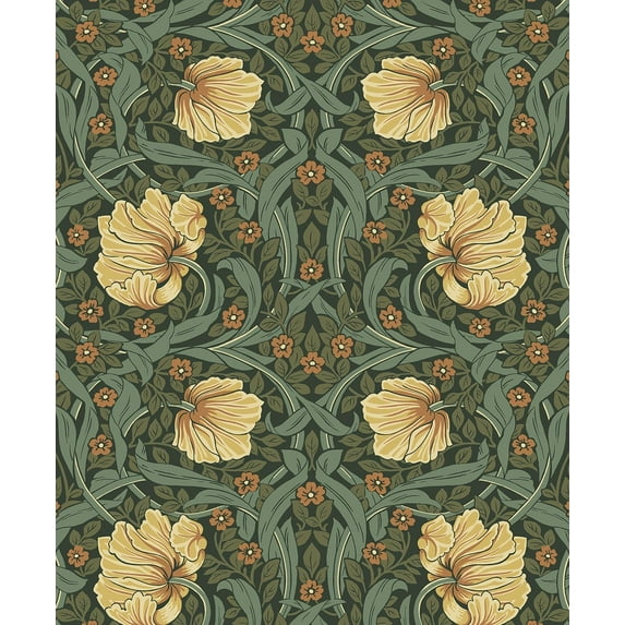 NextWall Pimpernel Garden Vintage Peel and Stick Wallpaper (Meadow Green & Amber)