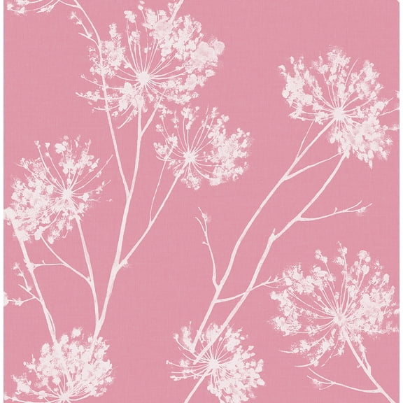 NextWall Pink One O'Clocks Botanical Peel and Stick Wallpaper
