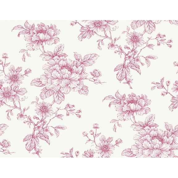 NextWall Pink Sketched Floral Peel and Stick Wallpaper