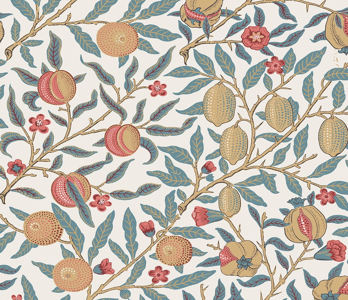 NextWall  Pomegranate Peel and Stick Wallpaper 20.9 in. W x 18 ft. L - Moonstone Blue & Light Ochre