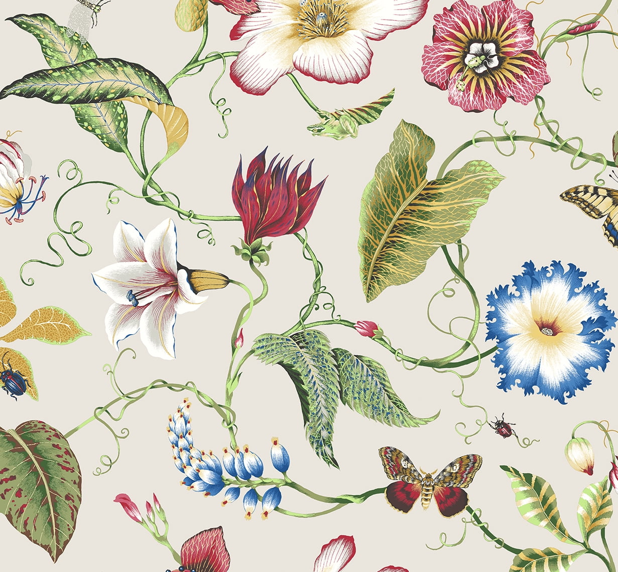 Raspberry & Chartreuse Floral Vinyl Peel and Stick Wallpaper Roll