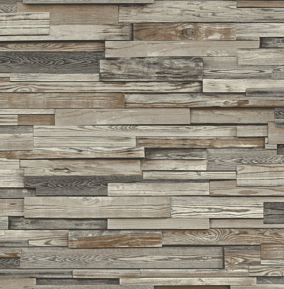 NextWall  Reclaimed Wood Plank Peel and Stick Removable Wallpaper Charcoal & Brown