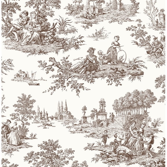 NextWall Sable Brown Chateau Toile Peel and Stick Wallpaper
