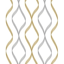 NextWall Silver & Gold Ogee Ribbon Peel and Stick Wallpaper