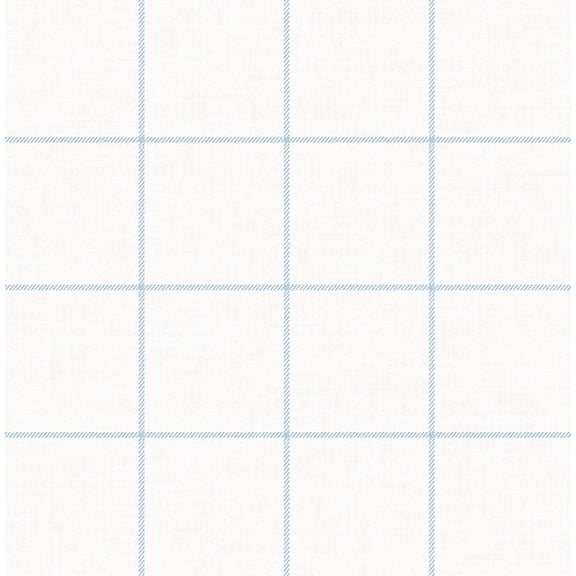 NextWall Sky Blue & Linen Classic Striped Check Peel and Stick Wallpaper - 20.5 in. W x 18 ft. L Roll