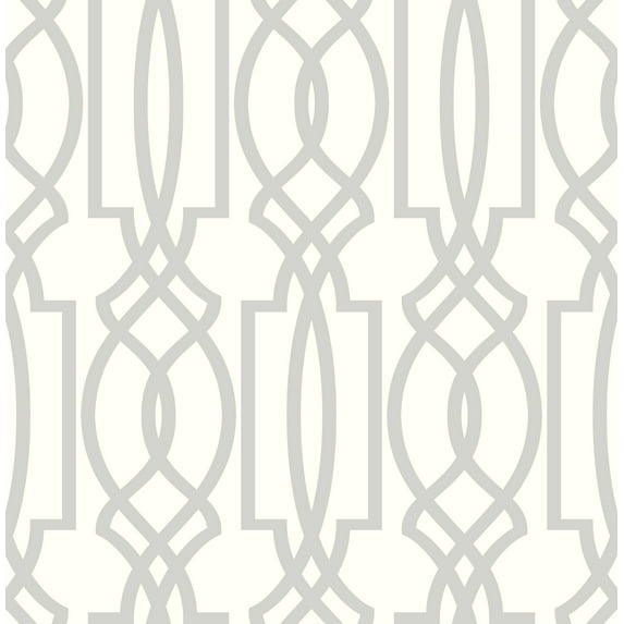 NextWall Soft Gray Deco Lattice Peel and Stick Wallpaper