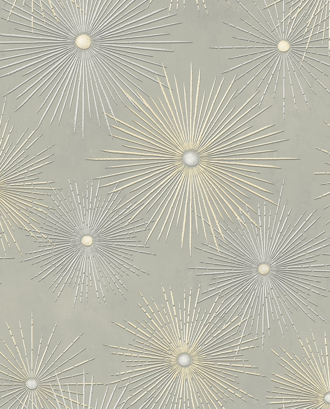 NextWall  Starburst Geo Peel and Stick Wallpaper Silversmoke & Gold