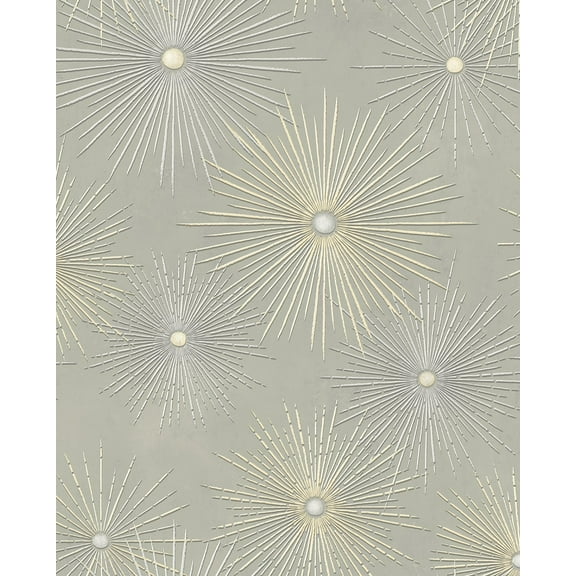 NextWall  Starburst Geo Peel and Stick Wallpaper Silversmoke & Gold