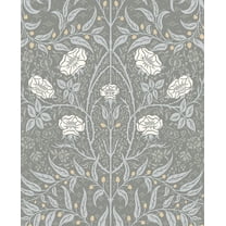 NextWall Stenciled Floral Peel and Stick Wallpaper (Alloy Grey)