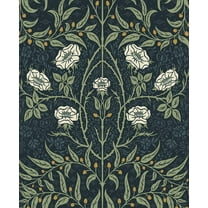 NextWall Stenciled Floral Peel and Stick Wallpaper Navy & Sage