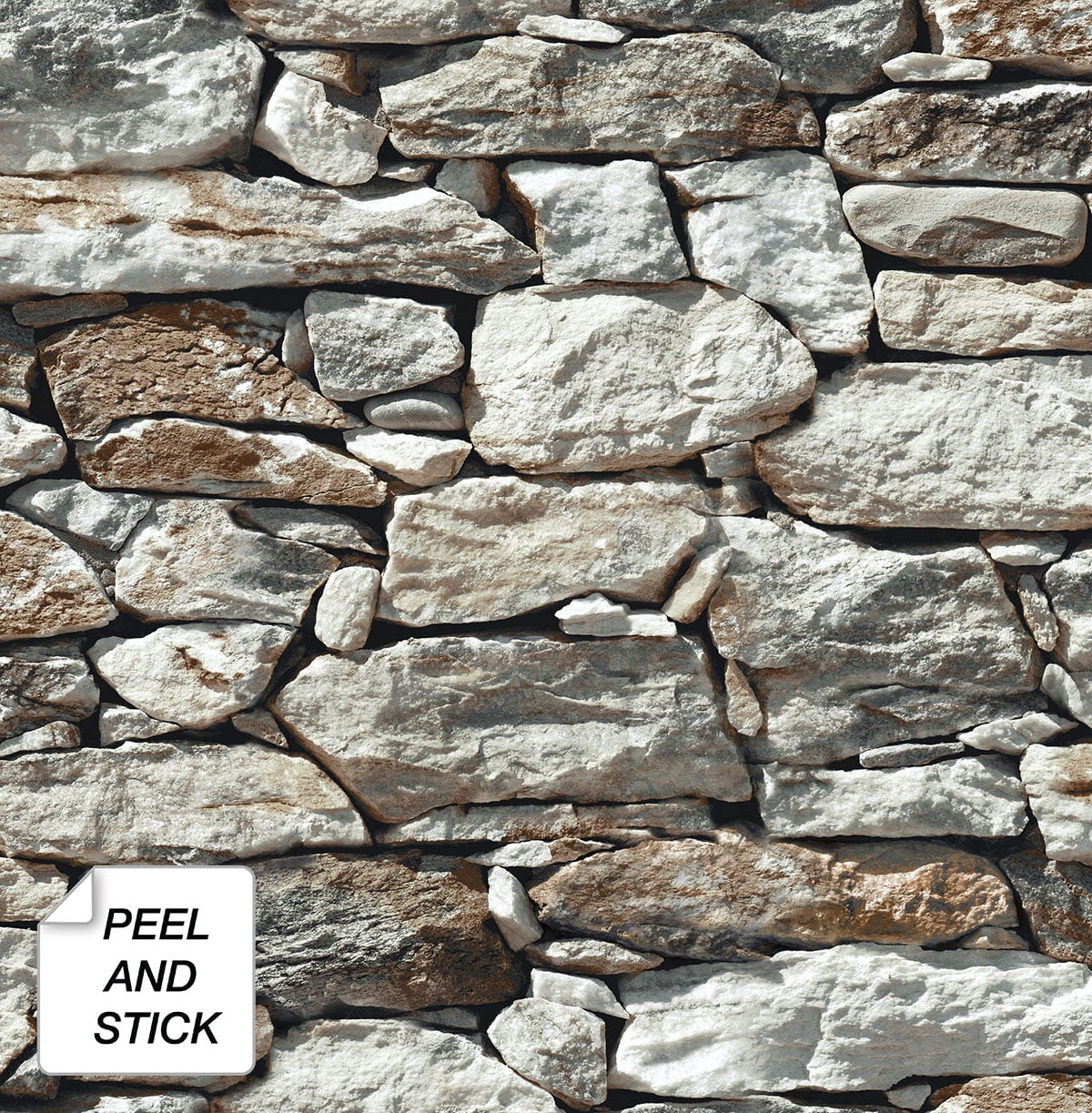 NextWall Stone Wall Peel and Stick Wallpaper (Gray)