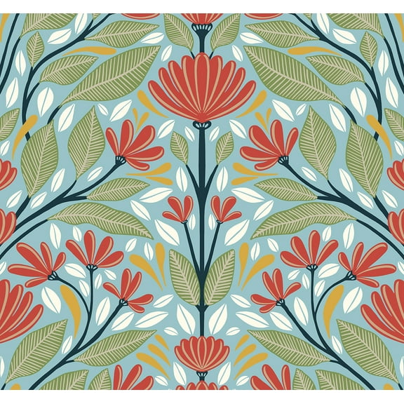 NextWall Summer Garden Shalin Folk Floral Peel and Stick Wallpaper