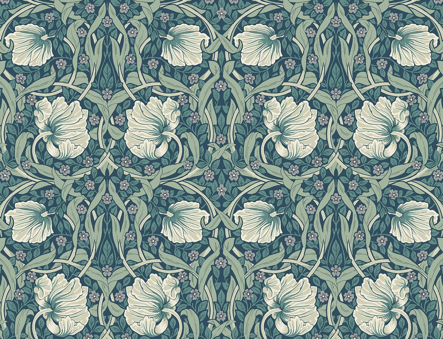 Teal and Sandstone Floral Peel and Stick Vinyl Wallpaper