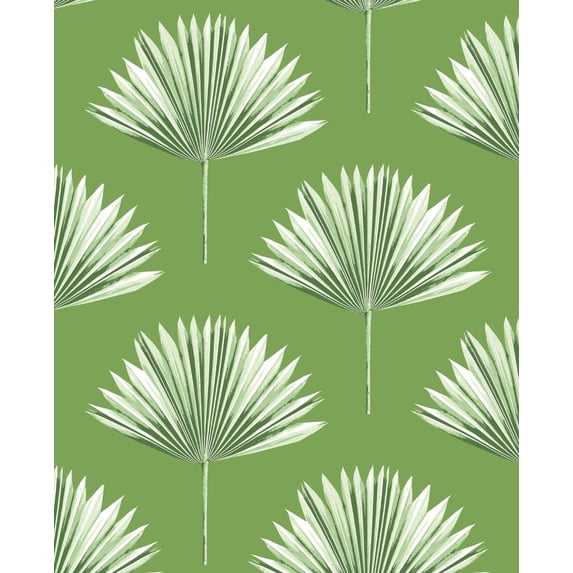 NextWall Tropical Fan Palm Peel and Stick Wallpaper 20.5 in. W x 18 ft. L - Green Sprout