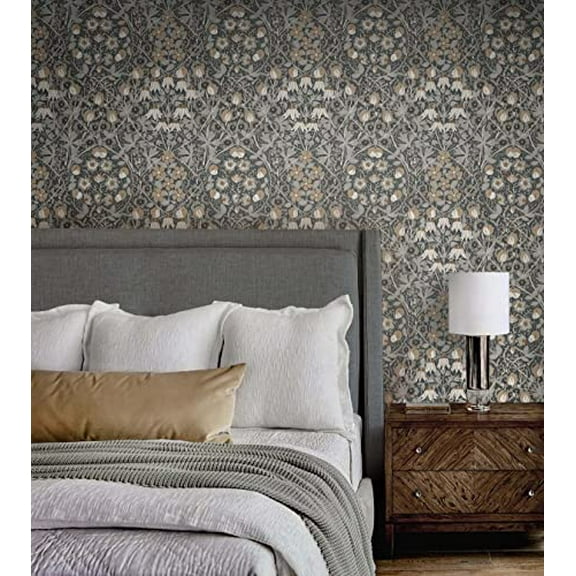 NextWall Tulip Garden Floral Peel and Stick Wallpaper (Wrought Iron & Chamois)