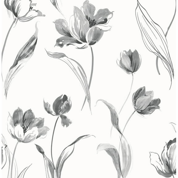 NextWall Tulip Toss Peel and Stick Wallpaper