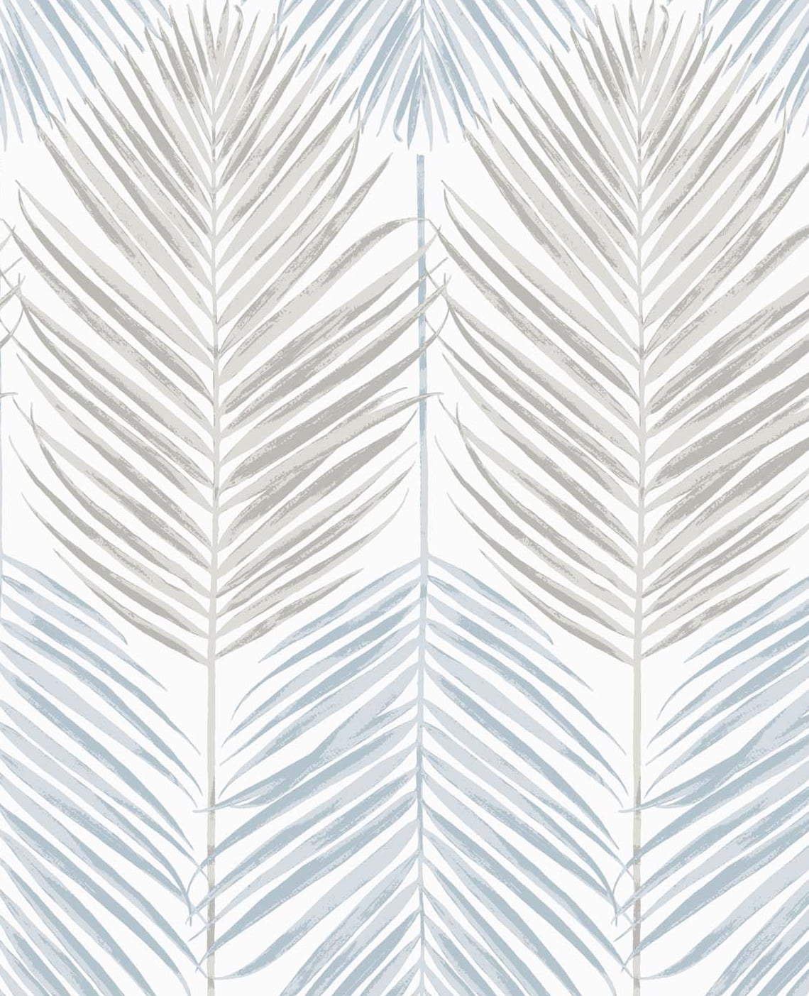 Blue Mist and Daydream Grey Palm Vinyl Peel and Stick Wallpaper Roll