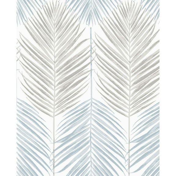 NextWall  Two Toned Palm Peel and Stick Wallpaper 20.5 in. W x 18 ft. L - Blue Mist & Daydream Grey