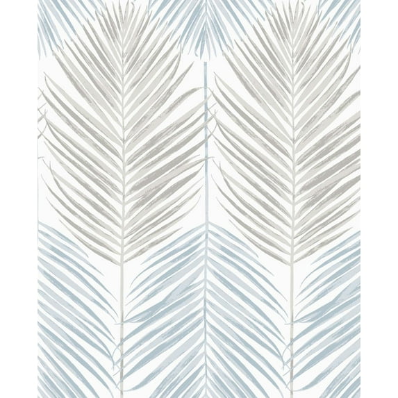 NextWall Two Toned Palm Peel and Stick Wallpaper 20.5 in. W x 18 ft. L - Blue Mist & Daydream Grey