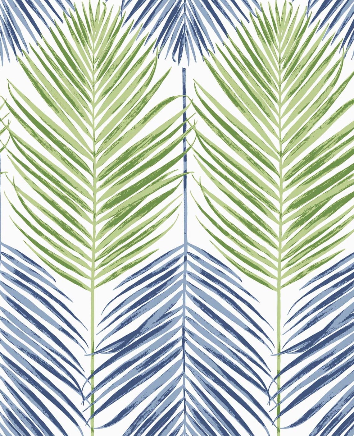 NextWall  Two Toned Palm Peel and Stick Wallpaper 20.5 in. W x 18 ft. L - Coastal Blue & Fern Green