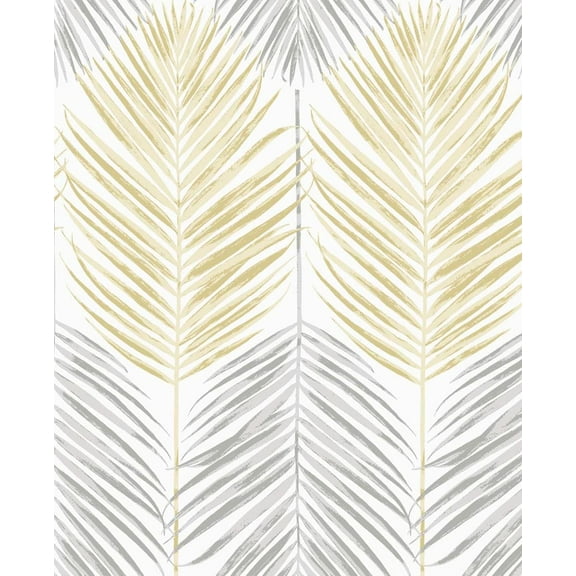 NextWall Two Toned Palm Peel and Stick Wallpaper (Wheat & Daydream Grey)