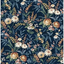 NextWall Vintage Floral Peel and Stick Wallpaper 20.5 in. W x 18 ft. L - Navy Blue