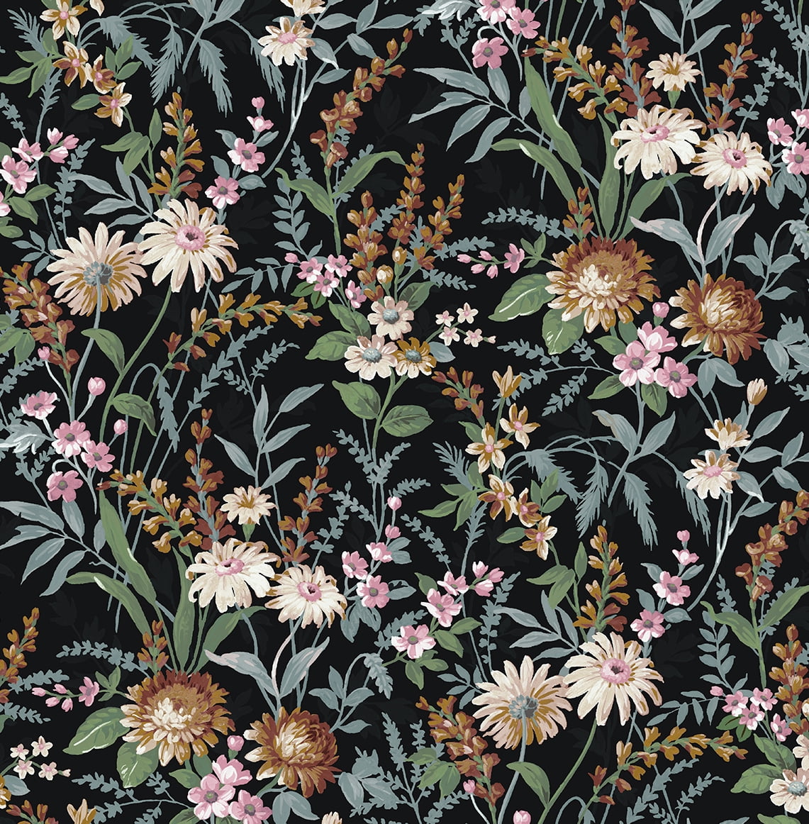 Onyx Vintage Floral Peel and Stick Wallpaper Roll