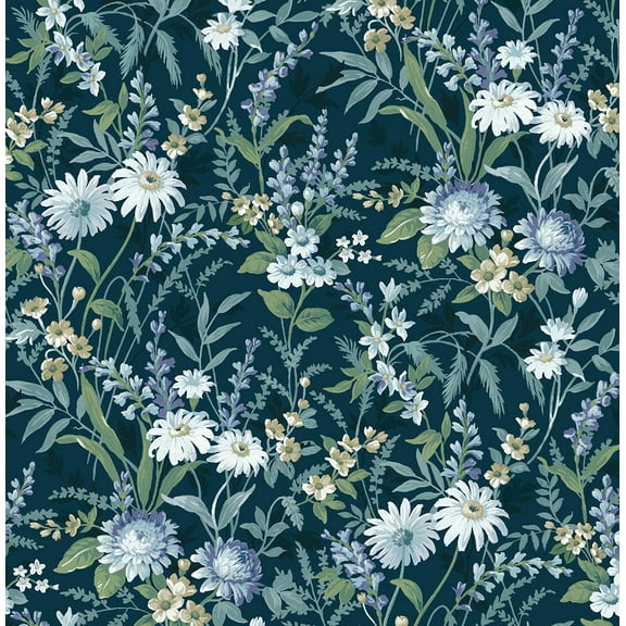 NextWall Vintage Floral Peel and Stick Wallpaper 20.5 in. W x 18 ft. L - Teal