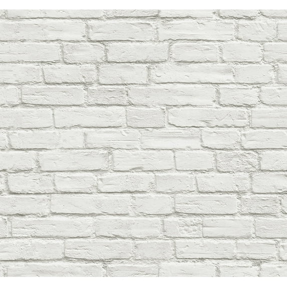 NextWall  Vintage White Brick Peel and Stick Removable Wallpaper - 20.5 in. W x 18 ft. L