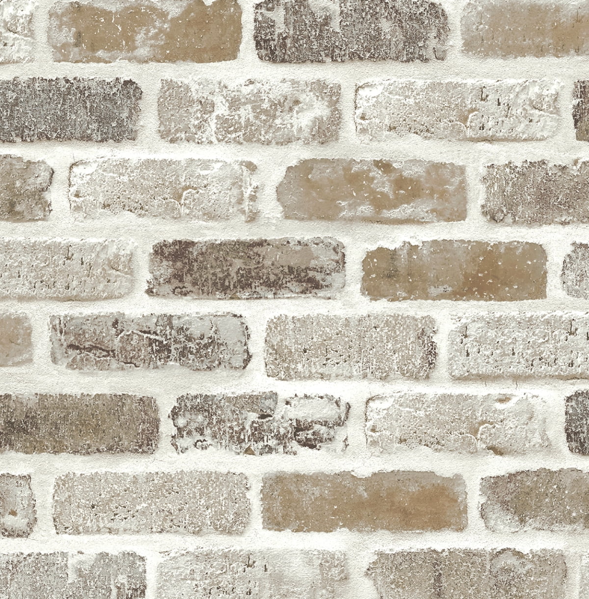 NextWall Tanned Leather & Pewter Washed Brick Peel and Stick Removable Wallpaper