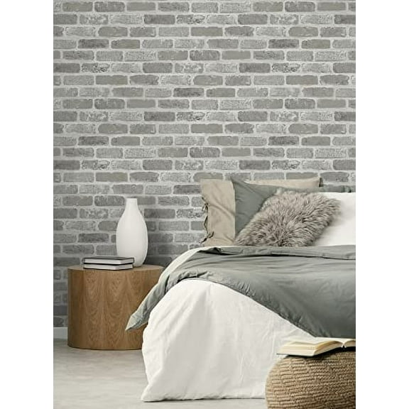 NextWall Washed Faux Brick Peel and Stick Wallpaper