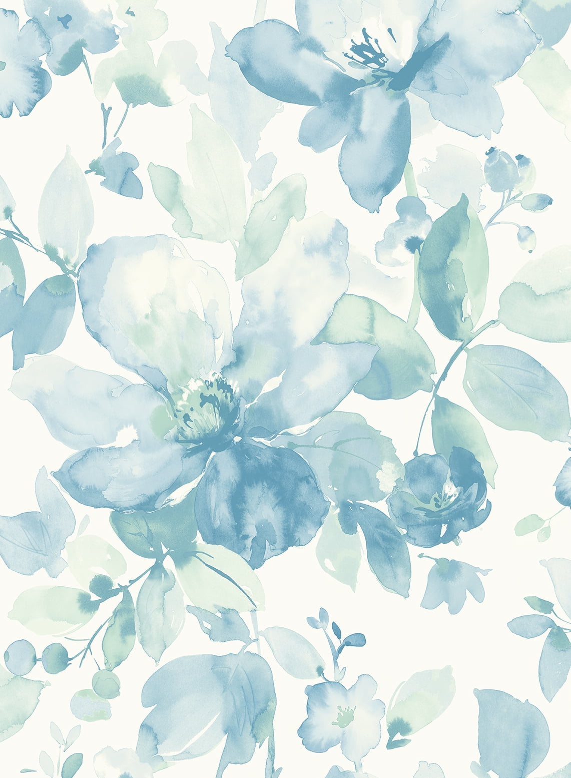 NextWall  Watercolor Flower Peel and Stick Wallpaper 20.5 in. W x 18 ft. L - Seaglass