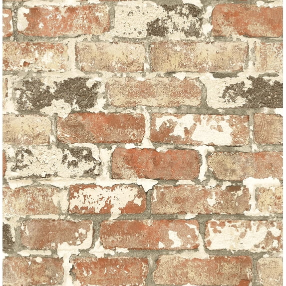NextWall Weathered Red Brick Peel & Stick Wallpaper, 20.87 in. repeat ...