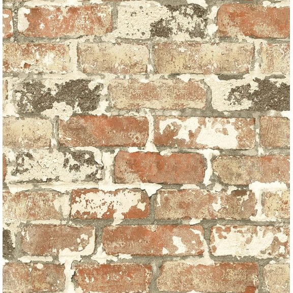 NextWall Weathered Red Brick Peel and Stick Wallpaper