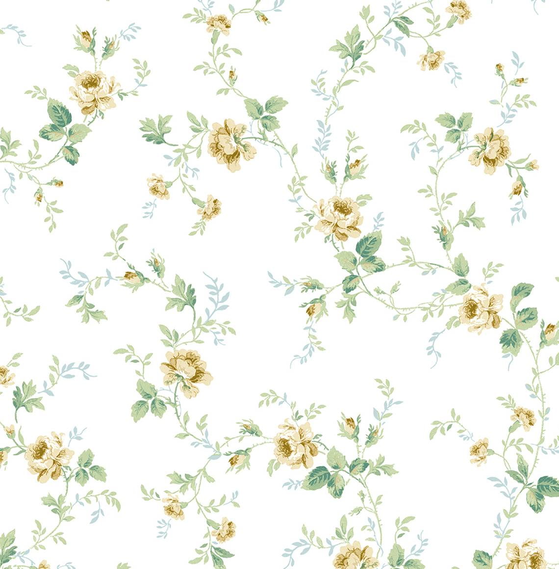 NextWall Wheatfield & Sage Blossom Floral Trail Peel and Stick Wallpaper