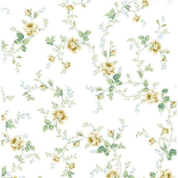 NextWall Wheatfield & Sage Blossom Floral Trail Peel and Stick Wallpaper