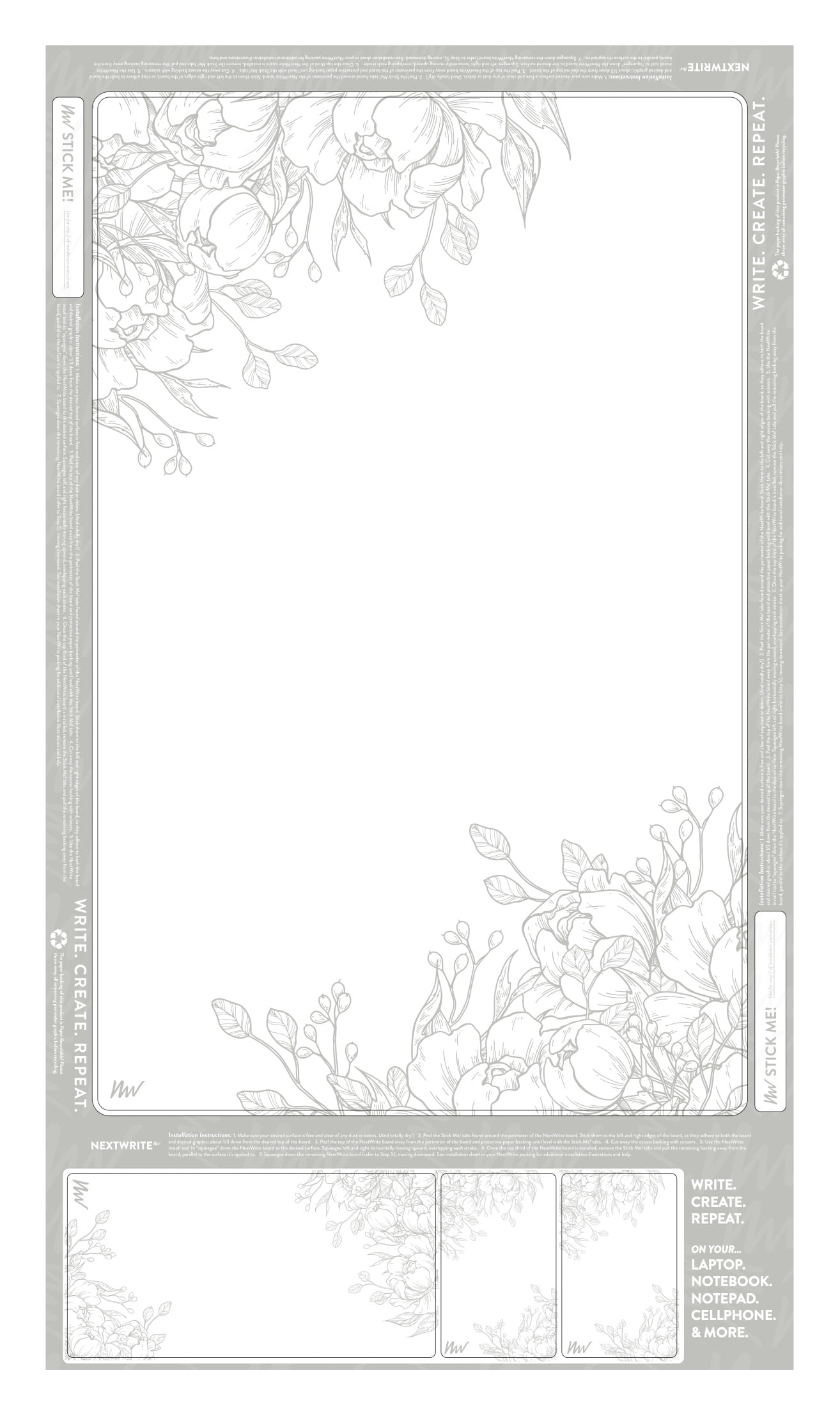NextWrite Dry Erase Adhesive Surface - Floral Pattern