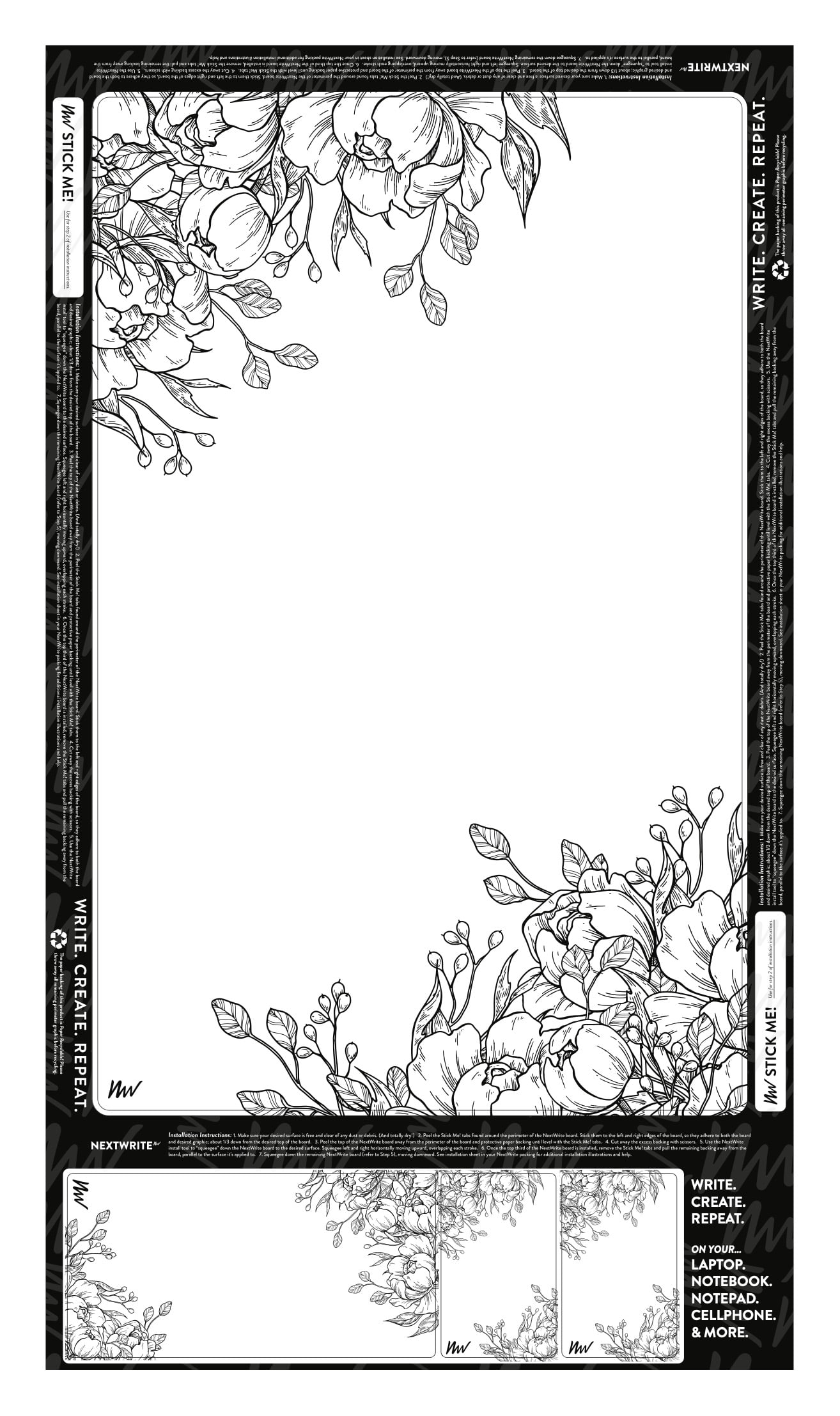 NextWrite Dry Erase Adhesive Surface - Floral Pattern