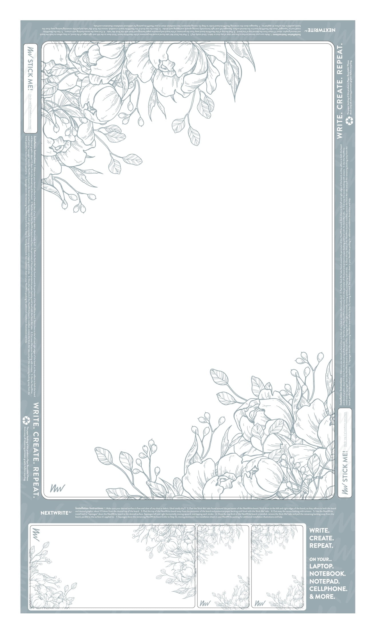 NextWrite Dry Erase Adhesive Surface - Floral Pattern