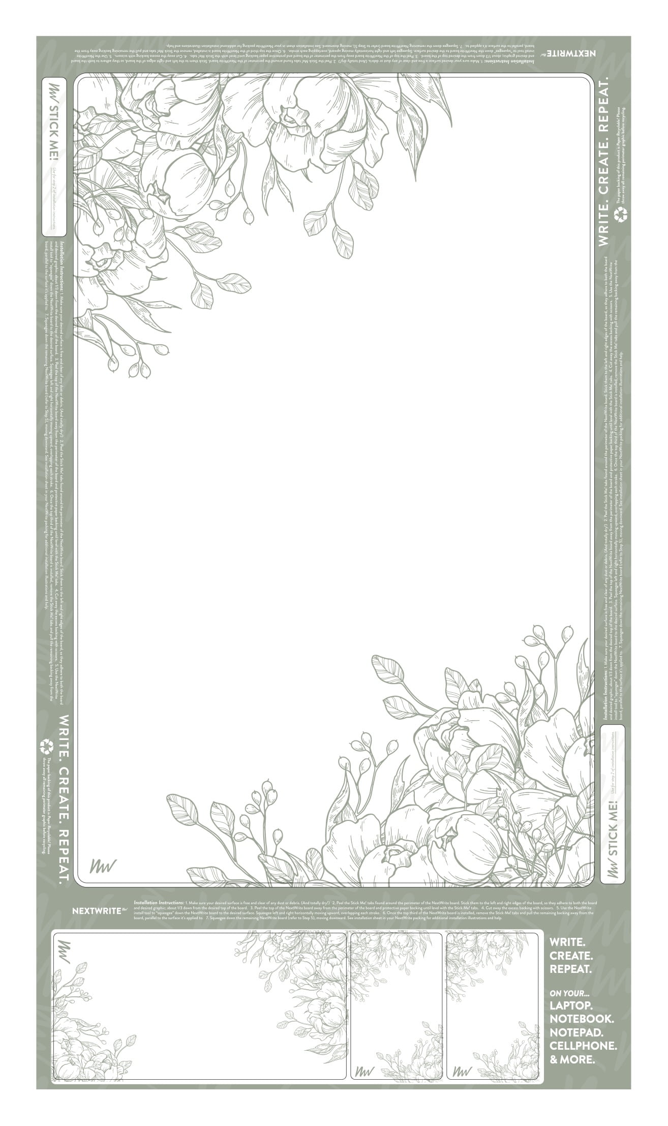 NextWrite Dry Erase Adhesive Surface - Floral Pattern