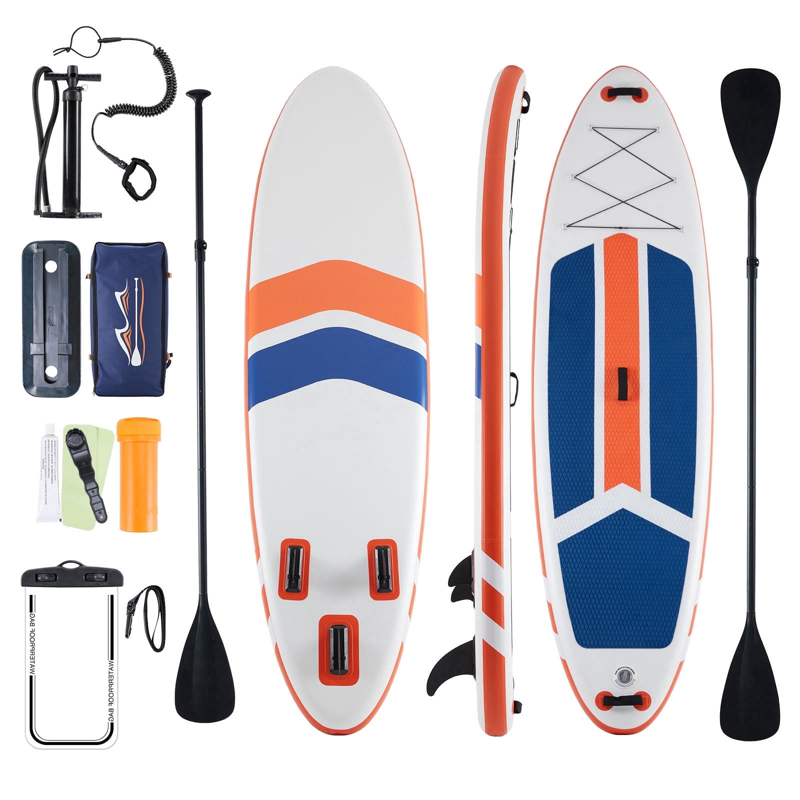 Nextay 10'5" Inflatable Stand Up Paddle Boards with Paddle Leash Pump Repair Kit and Carry Backpack Versatile for Beginners and Experts Great for Lakes and Oceans, Blue Orange
