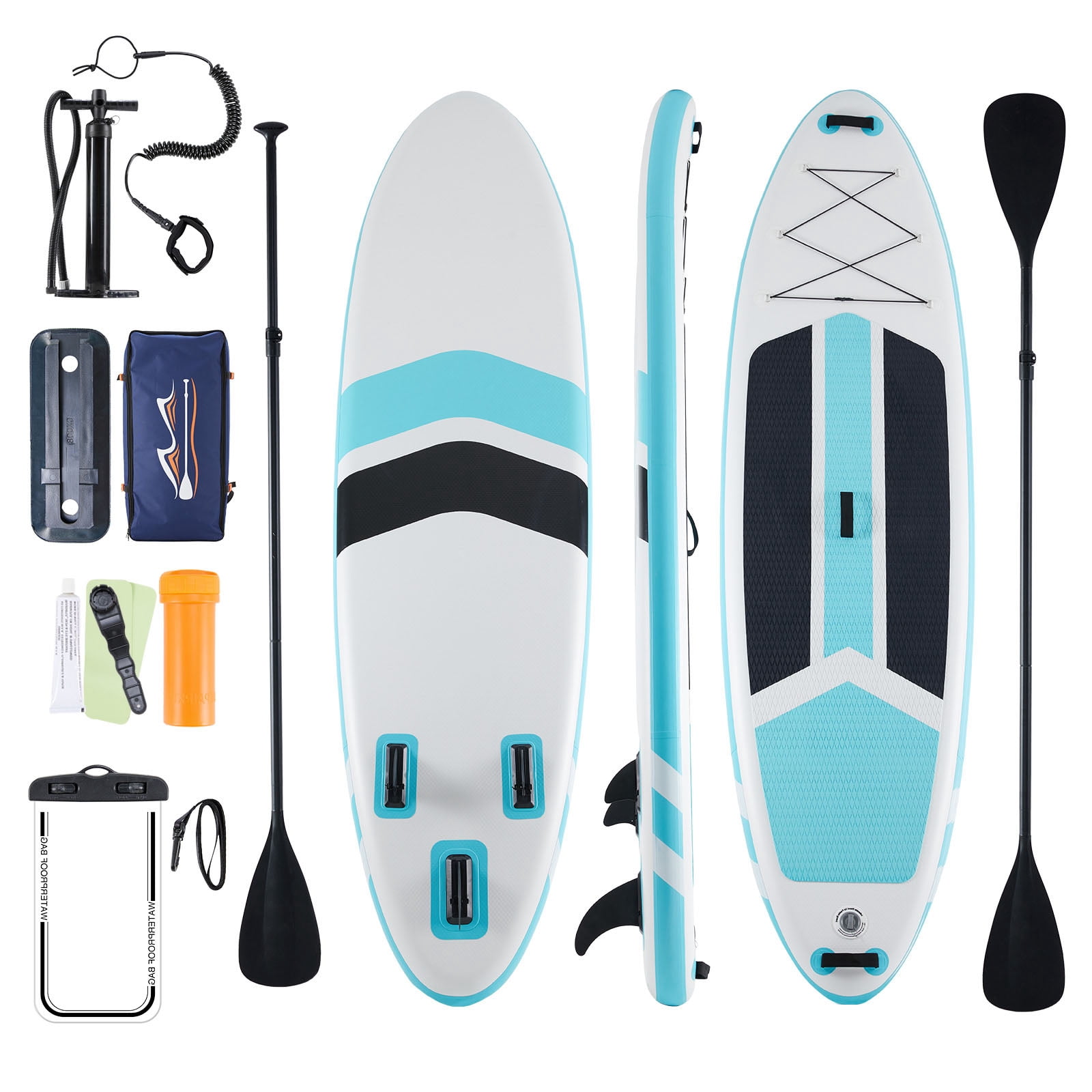 Nextay 10'5" Inflatable Stand Up Paddle Boards with Paddle Leash Pump Repair Kit and Carry Backpack Versatile for Beginners and Experts Great for Lakes and Oceans, Gray Blue