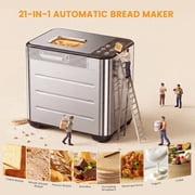 Nextay 2lb Bread Machine, 21-in-1 Automatic Bread Maker with Stainless Steel Bread Maker with 360  Even Baking, Smart Touch Panel & 12-Hour Timer Silver