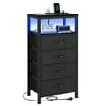 thumbnail image 1 of Nextay 4 Fabric Drawers Nightstand with Charging Station, LED Light Strip Bedside End Table with USB/Type-C Ports and Outlets for Bedroom, Black, 1 of 9
