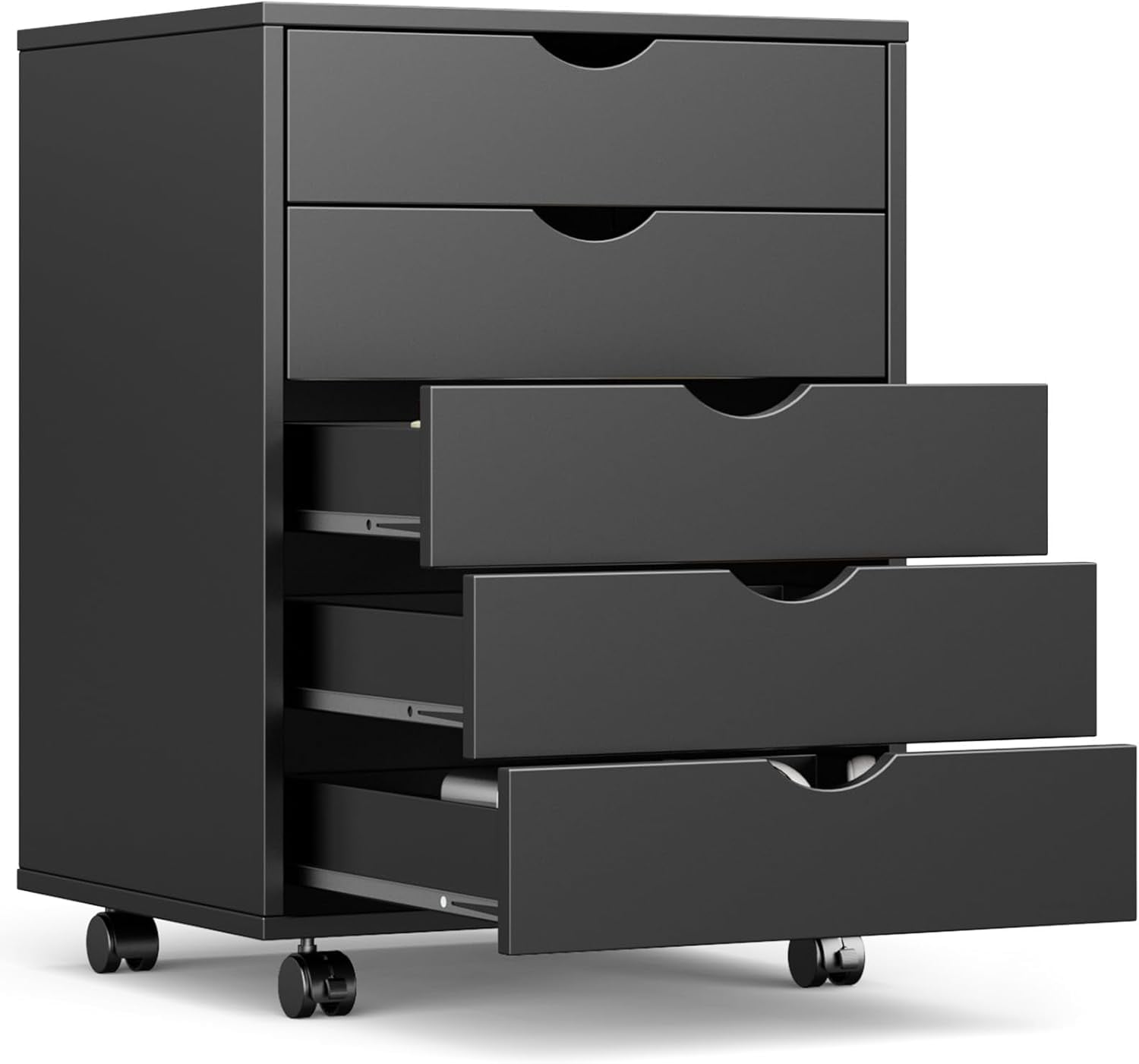 Nextay 5-Drawer Mobile File Cabinet with Wheels, Under Desk Wood Storage Organizer and Printer Stand for Home Office, 15.75"D x 18.74"W x 25.39"H