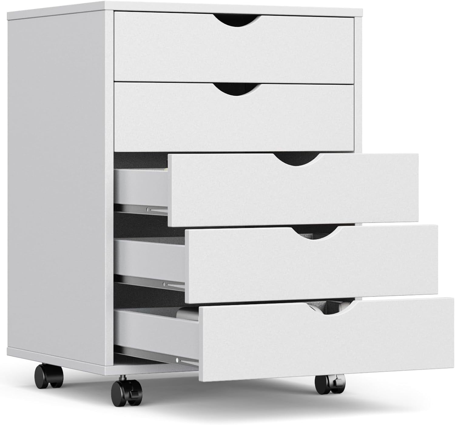 Nextay 5-Drawer Mobile File Cabinet with Wheels, Under Desk Wood Storage Organizer and Printer Stand for Home Office, 15.75"D x 18.74"W x 25.39"H