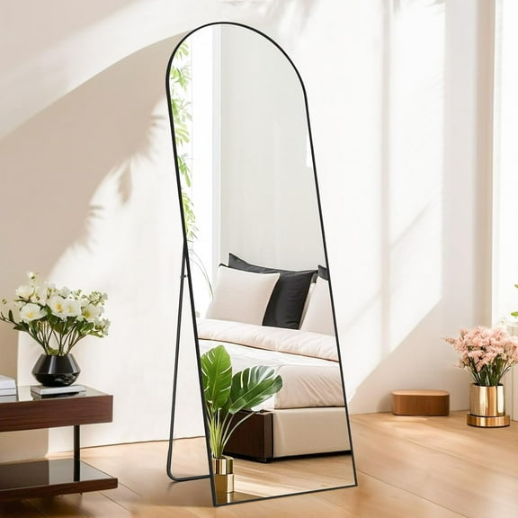Nextay 59"x 16" Full Length Mirror Arched Standing Full Body Mirror Floor Mirror for Bedroom Cloakroom, Black